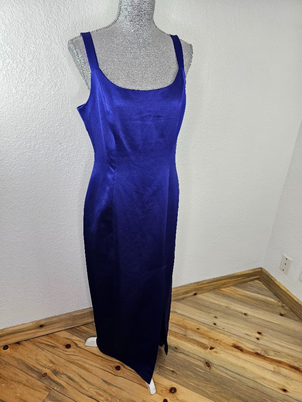 Alex Evenings Satin High Slit Purple Sheath Dress
